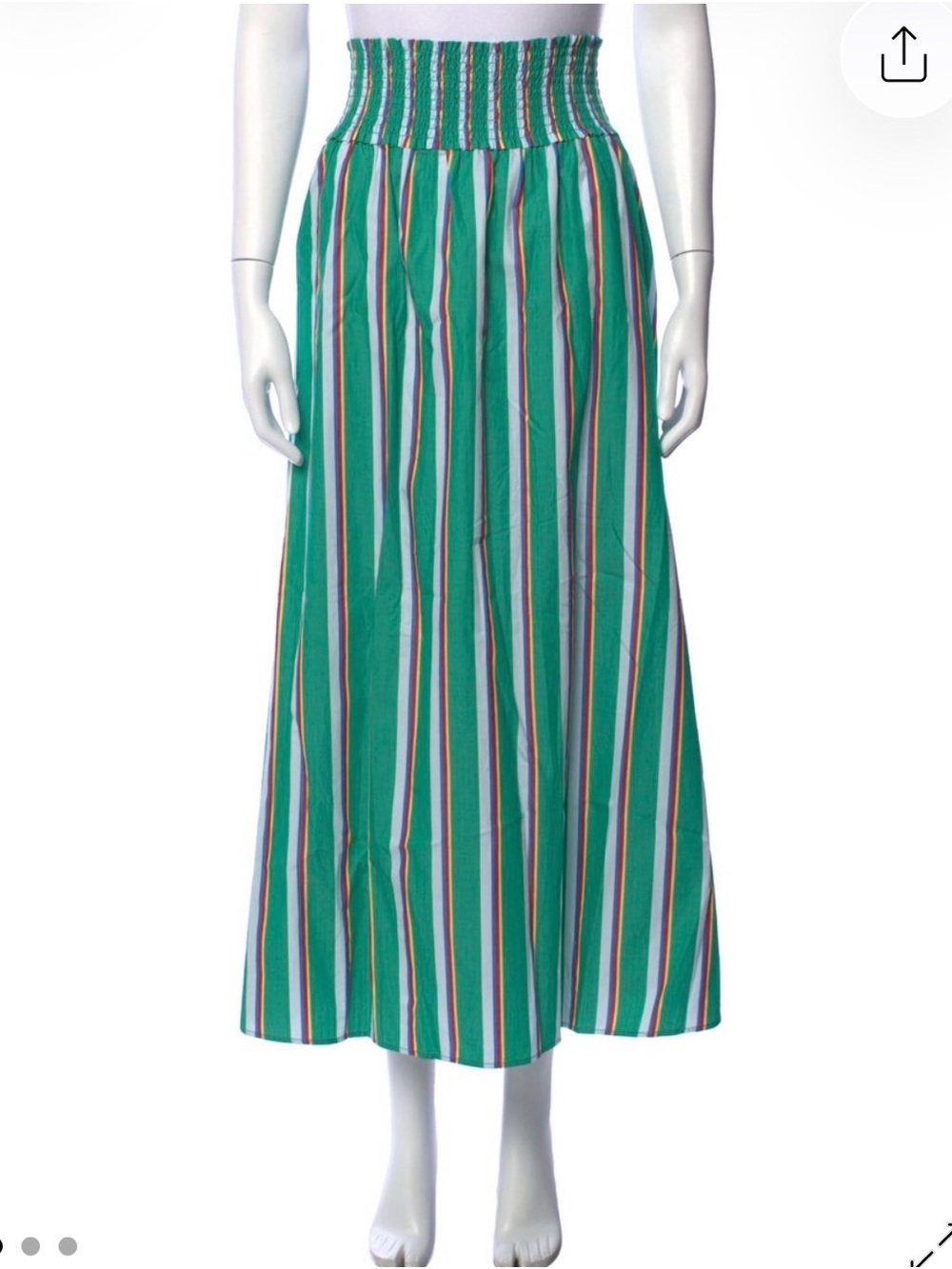 Hill House green Vertical Stripe Smocked Maxi Skirt and matching top - Picture 6 of 9